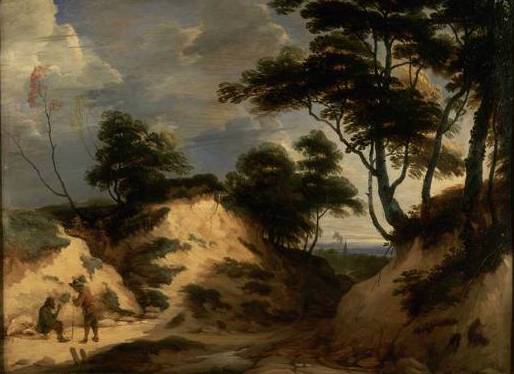 Two Men conversing in a Hollow Path