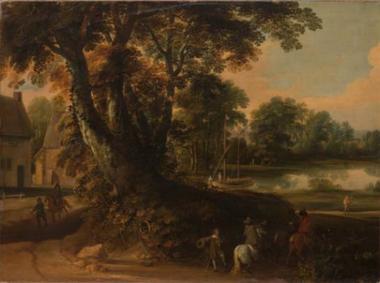 Landscape with a Group of Trees at the Shore of a Lake