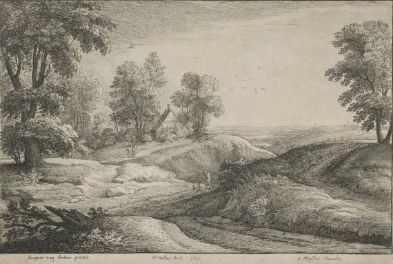 Hilly Landscape with a Man and a Dog