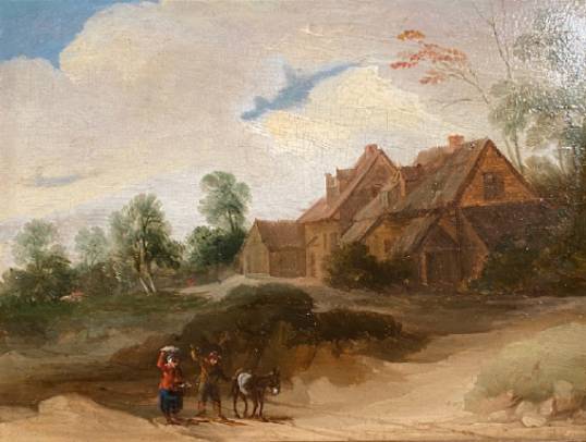 Donkey Drivers near Houses