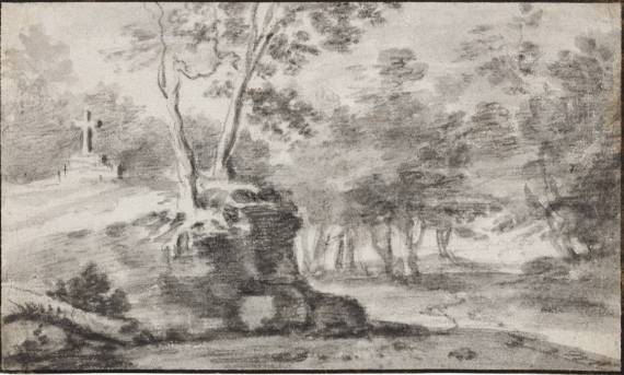 Forest View with a Grave on a Hill