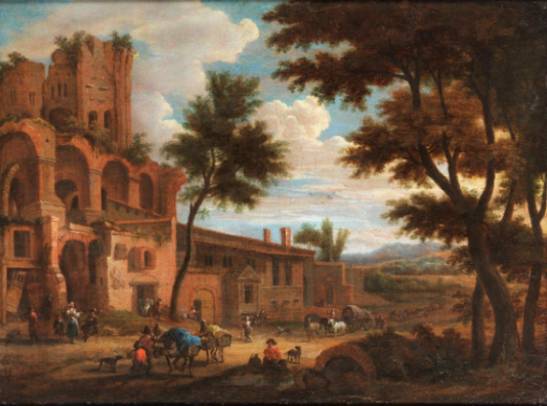 Landscape with Antic Ruines and Travellers
