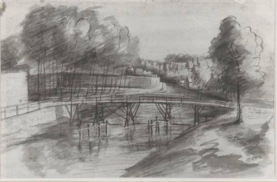 Wooden Bridge over a River