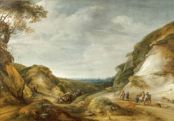 Hilly Landscape with Carts and Riders