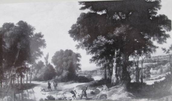 An Extensive Woody Landscape with Travelers 
