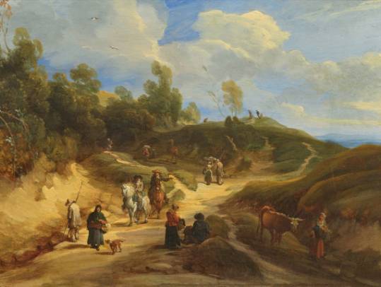 Undulating Landscape Scene with Travellers 