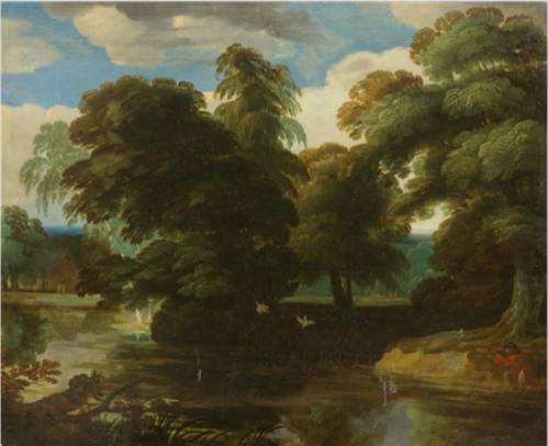 A Sportman Shooting Ducks near a Stream
