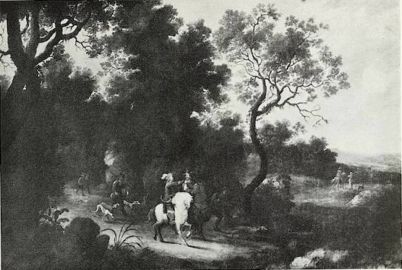 Large Forest Landscape with Hunters