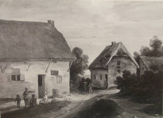 Peasants conversing outside a Cottage 