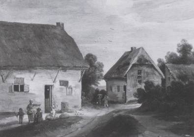 Peasants conversing outside a Cottage 