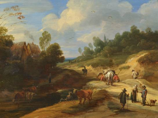 Undulating Landscape Scene with Travellers 