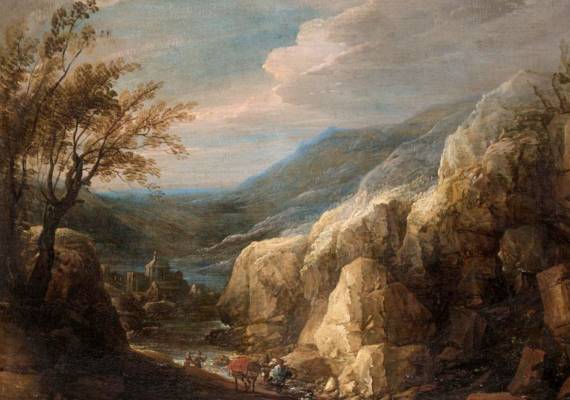 An Extensive Mountainous Landscape With Figures 