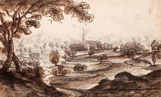 Hilly Landscape with a Road leading to a Church