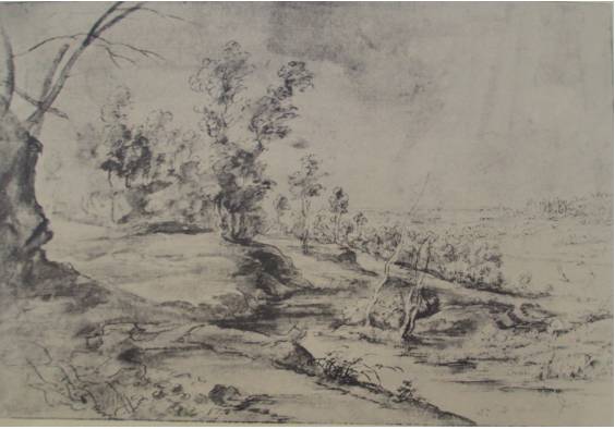 Wooded Hilly Lanscape with River and Castle