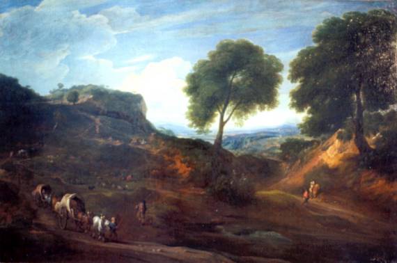 Landscape with Two Wagons