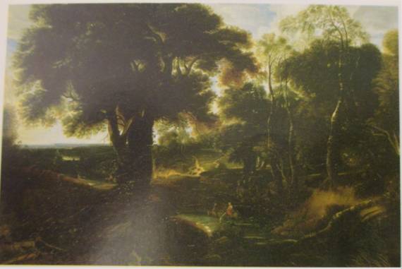 A wooded Landscape with Peasants watering Horses at a Stream