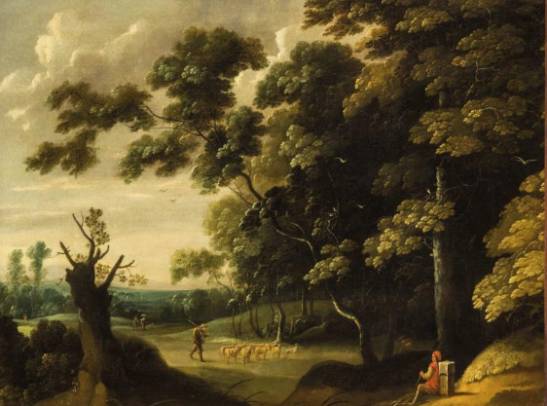 Wooded Landscape with Shepherd and Flock