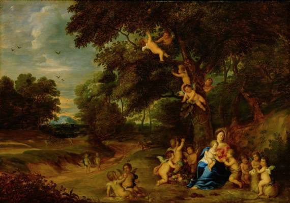 Mary with Child, Little John and Angels 