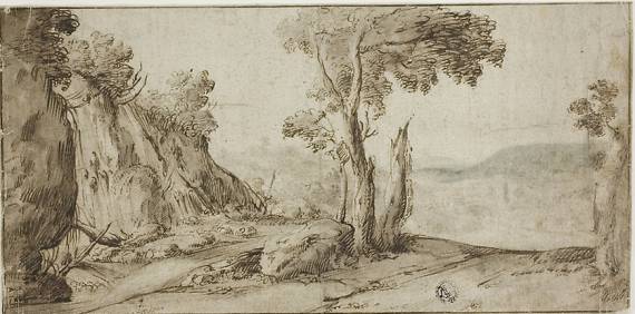 Rocks and Trees on Edge of Hill