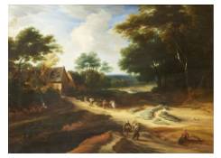 paintings CB:1003 Summer Landscape with Houses and Figures at Forest Edge