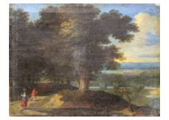 paintings CB:1015 Wood and River Landscape with Couple of Villagers