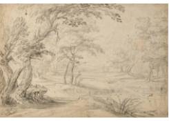 Work 1064: Wooded Landscape with Village in the Background