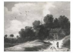 Work 1193: Wooded Landscape with Traveller on a Sand Road along a Farm