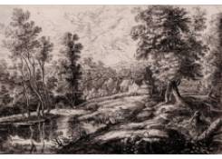 Work 1199: Landscape with Lake and Round Tower