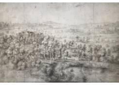 drawings CB:1201 An Extensive Landscape with a Chateau in a Wood and Other Building Near a Lake in the Foreground
