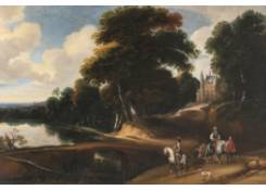 Work 156: Elegant Figures Riding in a River Landscape 