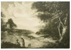 Work 484: Landscape with Tower and chatting Men