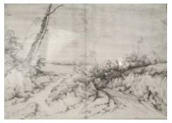drawings CB:555 Hilly Landscape with a Village in the Background