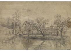 Work 580: Landscape with Houses by a Pond