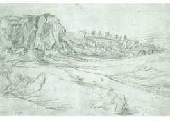 drawings CB:588 Distant View with Rocks and Trees