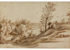 drawings CB:595 Open Landscape with Church among Trees