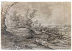 drawings CB:598 Wooded Hilly Landscape with a River and a Castle