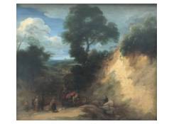 paintings CB:75 Landscape with Escarpment, High Tree and Travelers