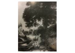 paintings CB:806 Landscape With High Tree on a Bank, Hamlet and Travelers