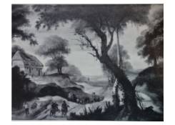 paintings CB:816 A Sunken Road with a Tall Tree and Cottages