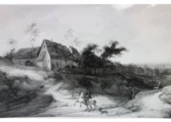 A Hamlet on a Hill, Horseman and Dog