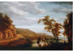 paintings CB:819 Landscape with Cave-Houses and Sailboats