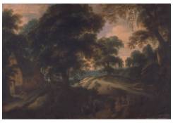 Landscape with Figures, Farm Looted by Brigands