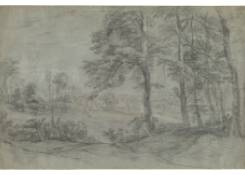 Hilly Landscape with Cluster of Trees